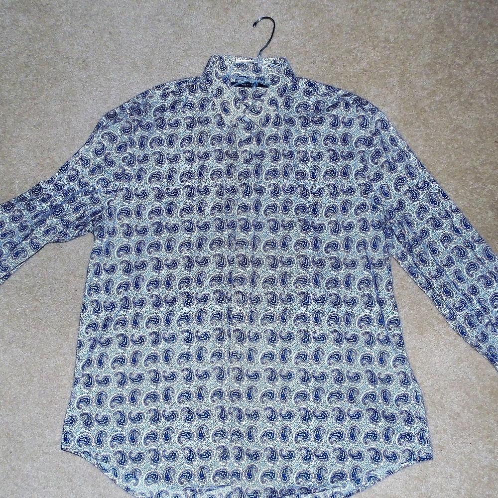 Perry Ellis Paisley Long Sleeve Button Down Shirt